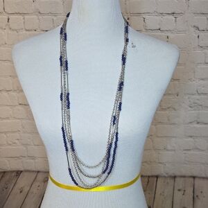 Premier Designs Silver and Blue Layered Necklace